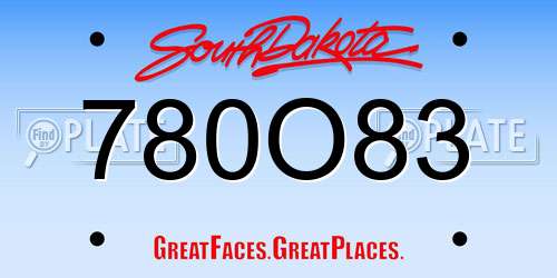 780O83 South Dakota License Plate