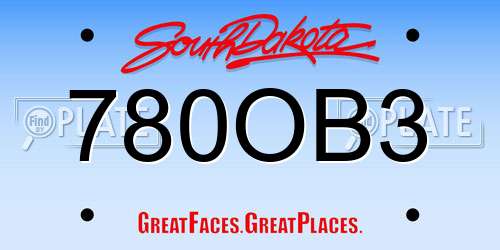 780OB3 South Dakota License Plate