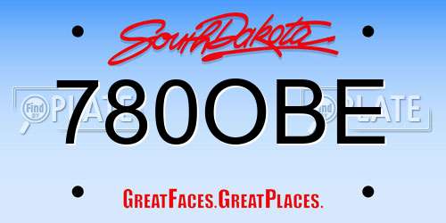 780OBE South Dakota License Plate