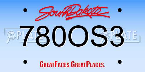 780OS3 South Dakota License Plate