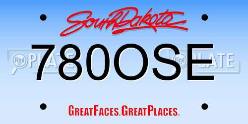 780OSE South Dakota License Plate