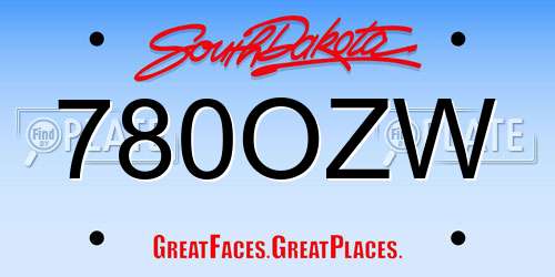 780OZW South Dakota License Plate