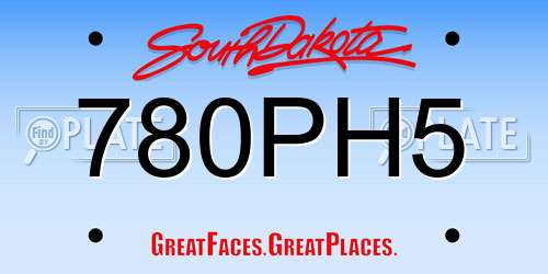 780PH5 South Dakota License Plate
