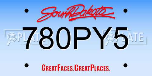 780PY5 South Dakota License Plate