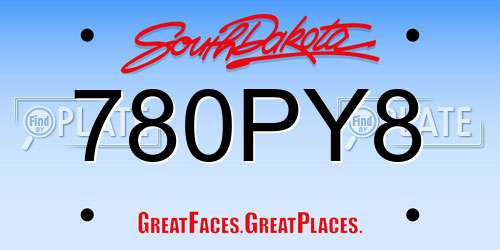 780PY8 South Dakota License Plate