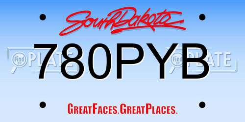 780PYB South Dakota License Plate