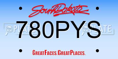 780PYS South Dakota License Plate