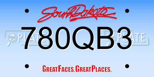 780QB3 South Dakota License Plate