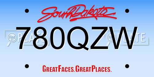 780QZW South Dakota License Plate