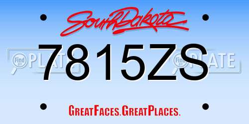 7815ZS South Dakota License Plate