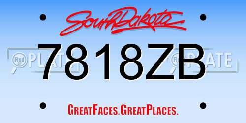 7818ZB South Dakota License Plate