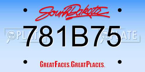 781B75 South Dakota License Plate