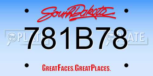 781B78 South Dakota License Plate
