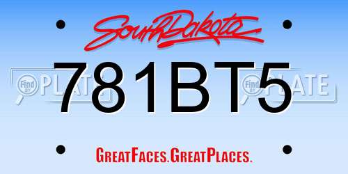 781BT5 South Dakota License Plate