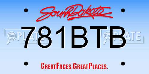 781BTB South Dakota License Plate