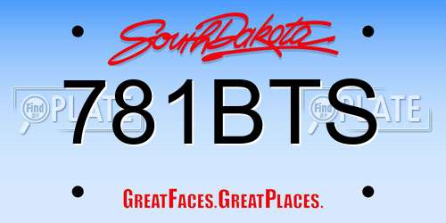 781BTS South Dakota License Plate