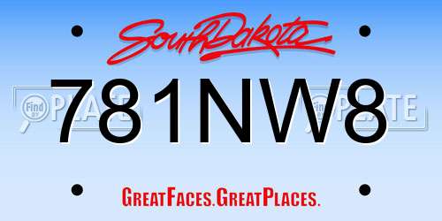 781NW8 South Dakota License Plate