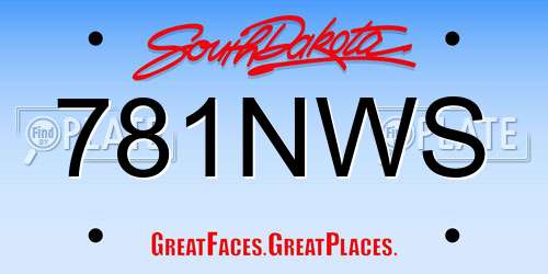 781NWS South Dakota License Plate