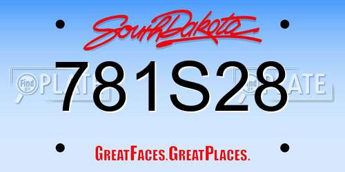 781S28 South Dakota License Plate