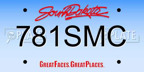 781SMC South Dakota License Plate