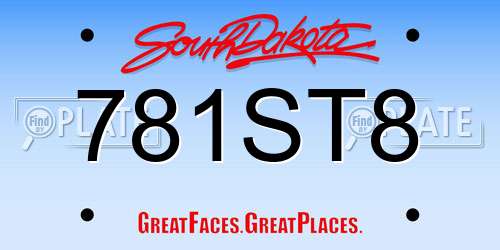 781ST8 South Dakota License Plate
