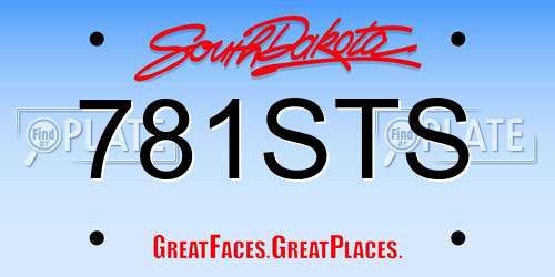 781STS South Dakota License Plate