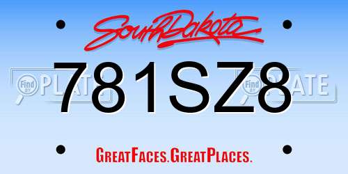 781SZ8 South Dakota License Plate