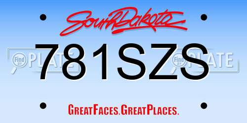 781SZS South Dakota License Plate