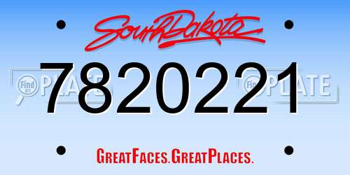 7820221 South Dakota License Plate