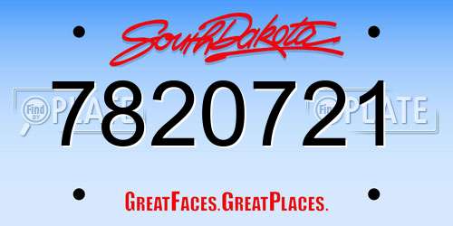 7820721 South Dakota License Plate