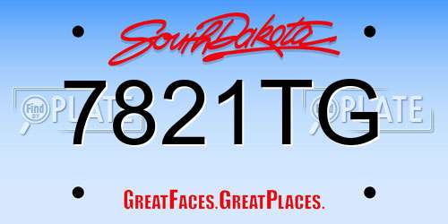 7821TG South Dakota License Plate