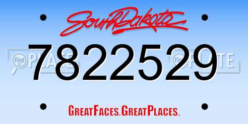 7822529 South Dakota License Plate