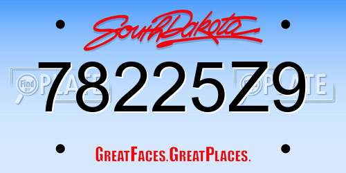 78225Z9 South Dakota License Plate