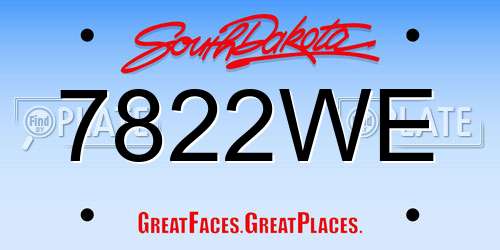 7822WE South Dakota License Plate