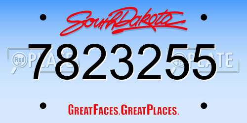 7823255 South Dakota License Plate