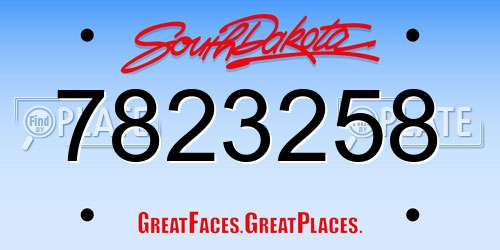 7823258 South Dakota License Plate