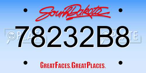 78232B8 South Dakota License Plate