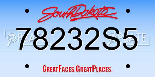 78232S5 South Dakota License Plate