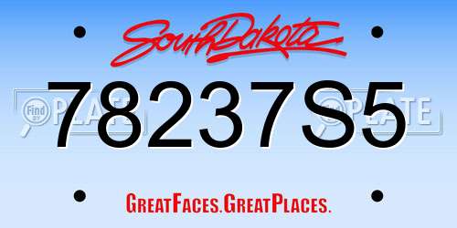78237S5 South Dakota License Plate