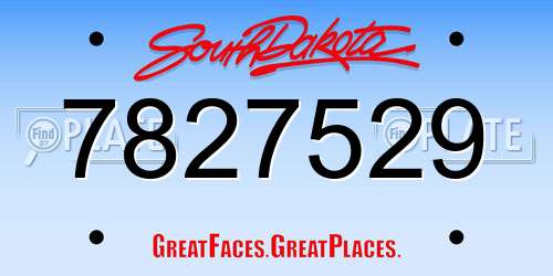 7827529 South Dakota License Plate
