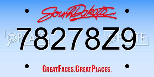 78278Z9 South Dakota License Plate