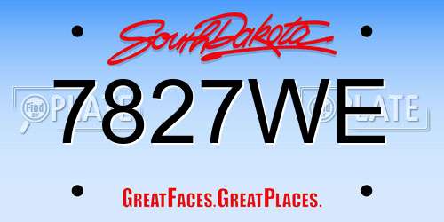 7827WE South Dakota License Plate