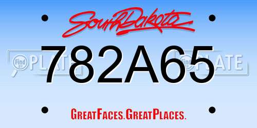 782A65 South Dakota License Plate