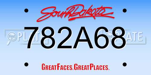 782A68 South Dakota License Plate