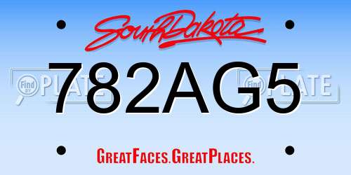 782AG5 South Dakota License Plate