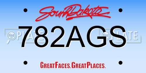 782AGS South Dakota License Plate
