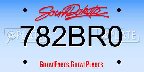 782BR0 South Dakota License Plate
