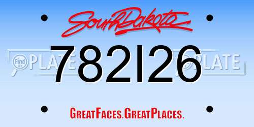 782I26 South Dakota License Plate