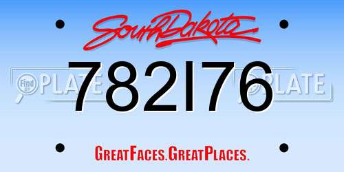 782I76 South Dakota License Plate