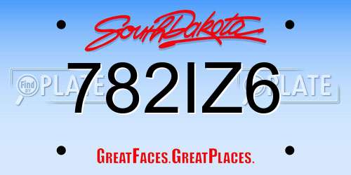 782IZ6 South Dakota License Plate